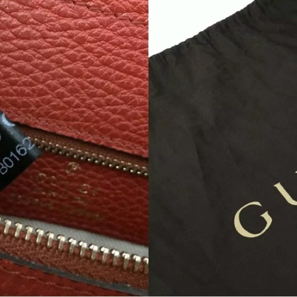 GUCCI Swing Logo Red Leather Shoulder Tote Bag - Picture 9 of 9
